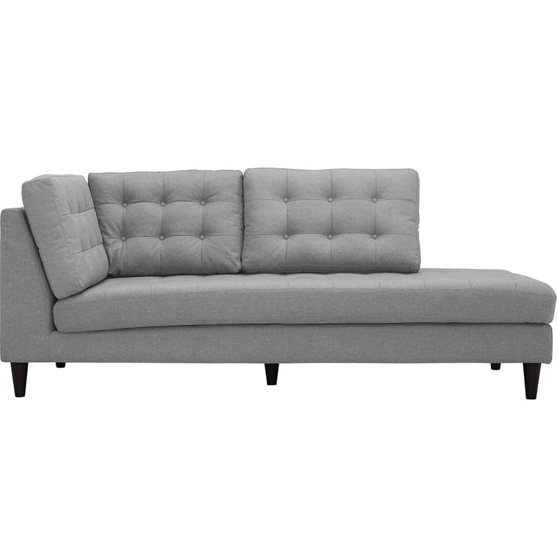 Modway Empress Upholstered Polyester Fabric Right Facing Chaise in Light Gray