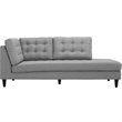 Modway Empress Upholstered Polyester Fabric Right Facing Chaise in Light Gray