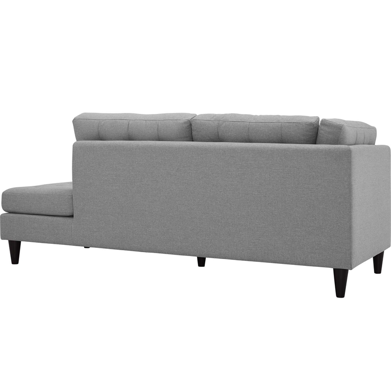 Modway Empress Upholstered Polyester Fabric Right Facing Chaise in Light Gray
