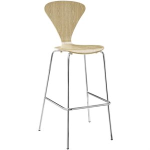 Modway Passage 31&quot Modern Style Wood Dining Bar Stool in Natural Finish