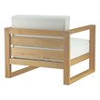 Modway Upland Solid Teak Wood Outdoor Patio Armchair in Natural/White