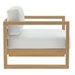 Modway Upland Solid Teak Wood Outdoor Patio Armchair in Natural/White