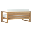 Modway Upland Solid Teak Wood Outdoor Patio Sofa in Natural/White