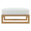 Modway Upland Solid Teak Wood Outdoor Patio Ottoman in Natural/White