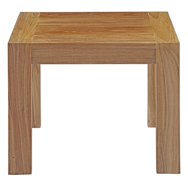 Modway Upland Solid Teak Wood Outdoor Patio Side Table in Natural