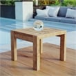 Modway Upland Solid Teak Wood Outdoor Patio Side Table in Natural