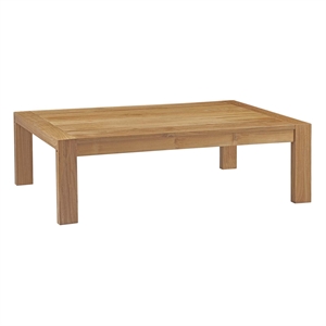 Modway Upland Solid Teak Wood Outdoor Patio Coffee Table in Natural