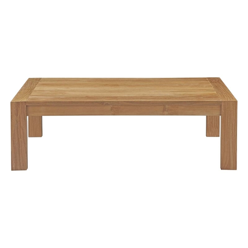 Modway Upland Solid Teak Wood Outdoor Patio Coffee Table in Natural