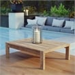 Modway Upland Solid Teak Wood Outdoor Patio Coffee Table in Natural