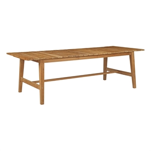Modway Dorset Teak Wood Outdoor Patio 98.5&quot Dining Table in Natural