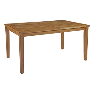 Modway Marina Outdoor Patio Solid Teak Wood Dining Table in Natural