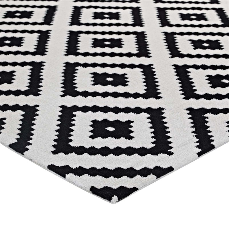 Modway Alika Trellis 5' x 8' Area Rug in Black and White