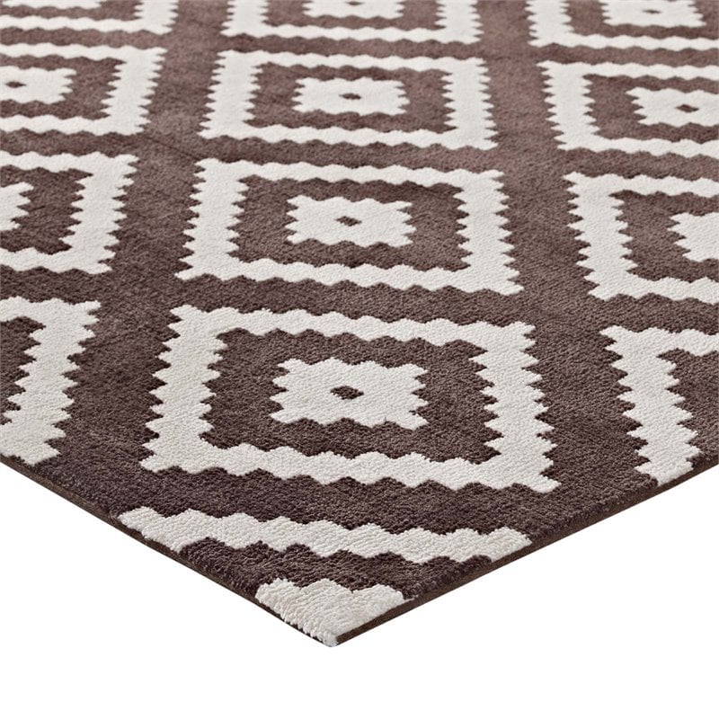 Modway Alika Trellis 5' x 8' Area Rug in Ivory and Brown