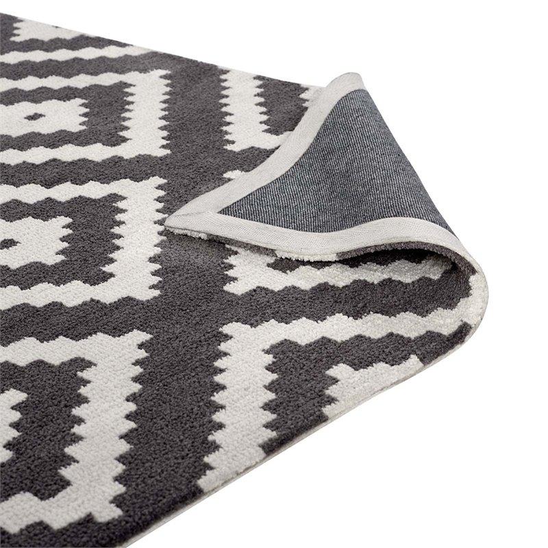 Modway Alika Trellis 5' x 8' Area Rug in Ivory and Charcoal