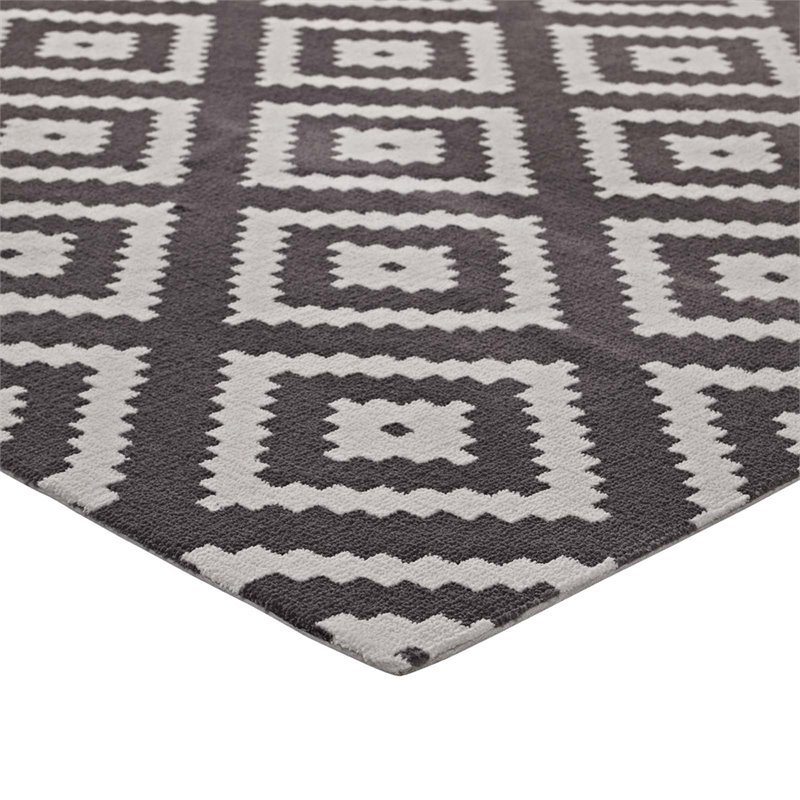 Modway Alika Trellis 5' x 8' Area Rug in Ivory and Charcoal