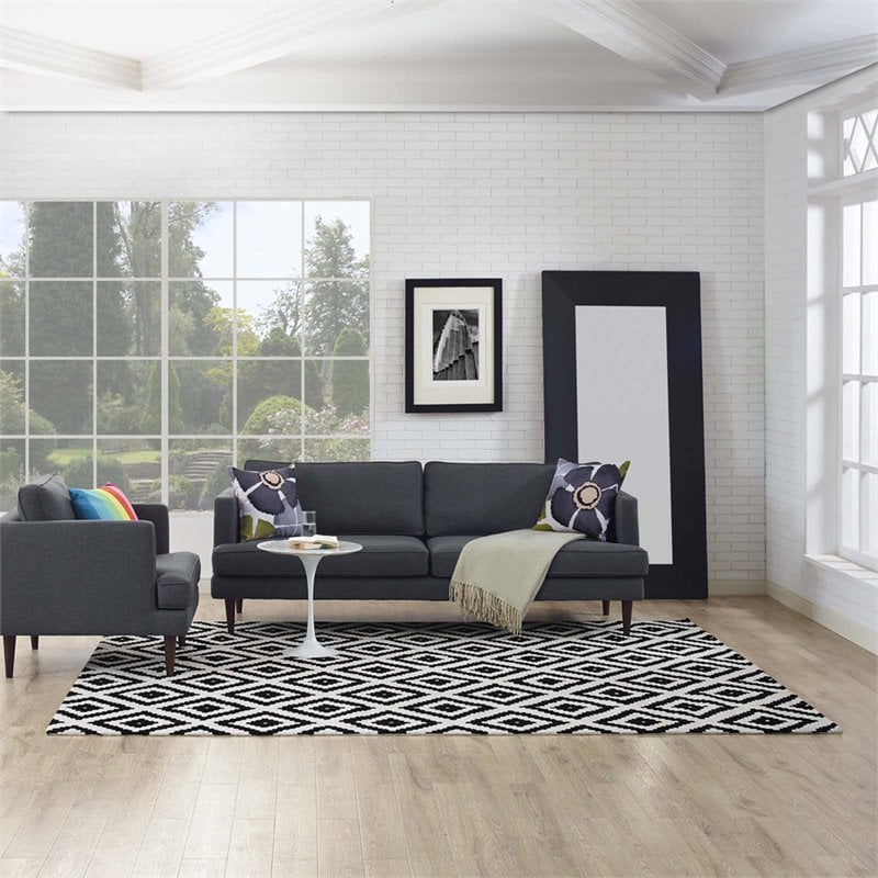 Modway Alika Trellis 8' x 10' Area Rug in Black and White