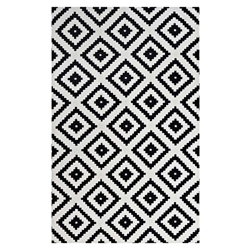 Modway Alika Trellis 8' x 10' Area Rug in Black and White