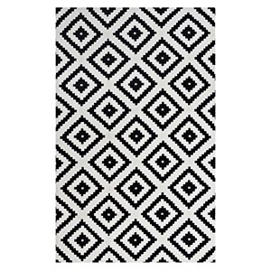 modway alika trellis area rug in black and white