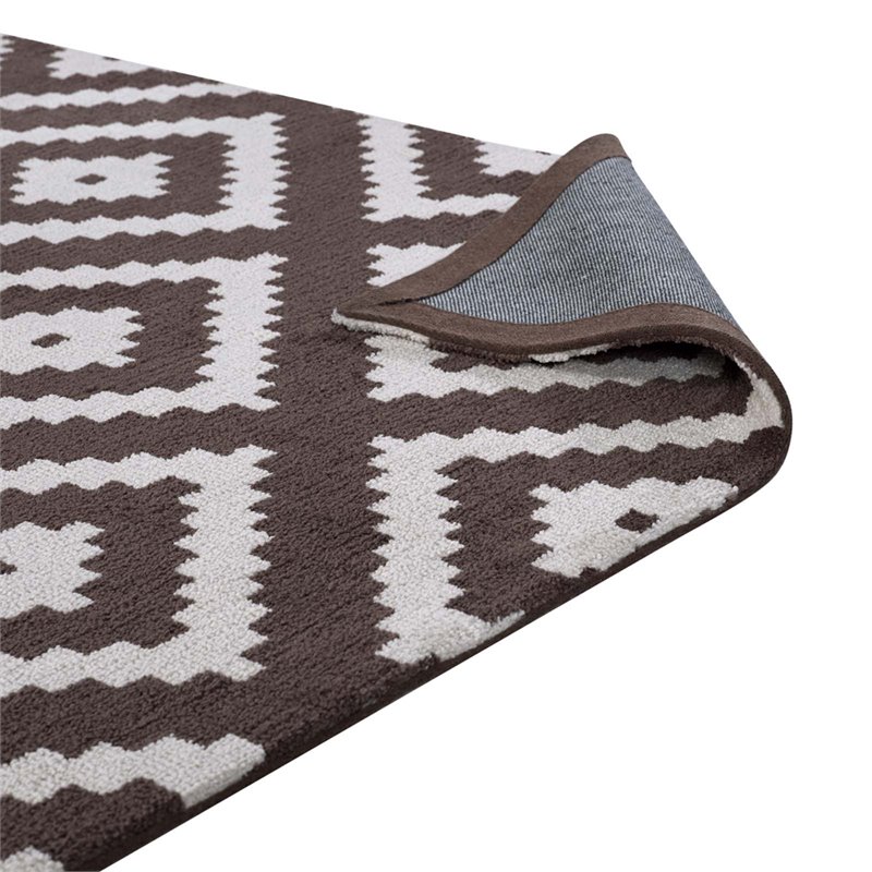 Modway Alika Trellis 8' x 10' Area Rug in Ivory and Brown