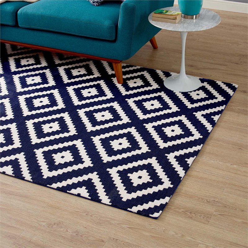 Modway Alika Trellis 8' x 10' Area Rug in Ivory and Navy