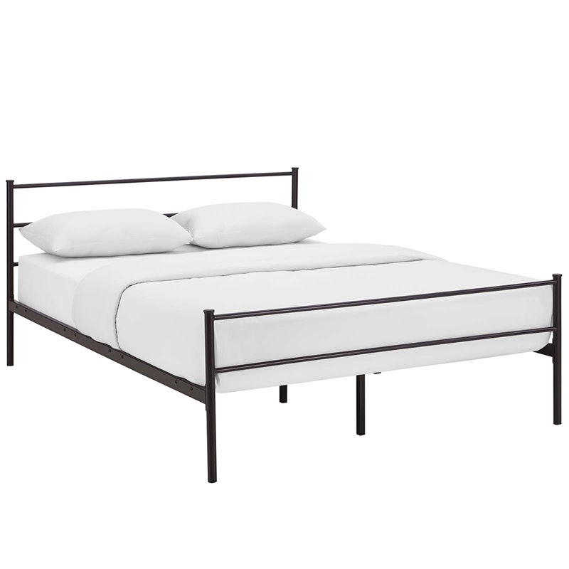 Modway Alina Queen Metal Platform Bed In Brown Mod 5553 Brn Set Modway Alina Queen Metal Platform Bed In Brown
