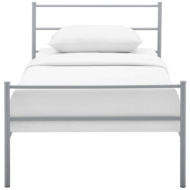 Modway Alina Powder Coated Sturdy Steel Twin Platform Bed Frame in Gray