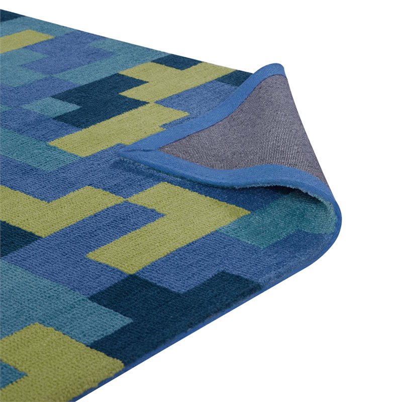 Modway Andela Mosaic 8' x 10' Area Rug in Blue and Olive Green