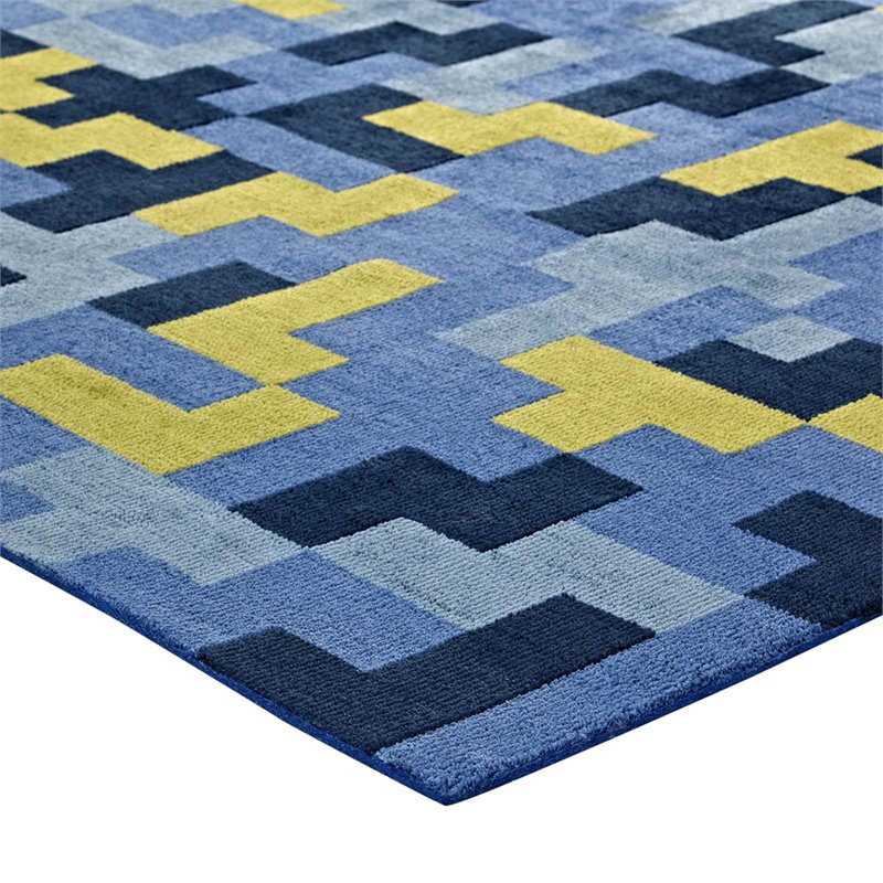 Modway Andela Mosaic 8' x 10' Area Rug in Blue and Olive Green