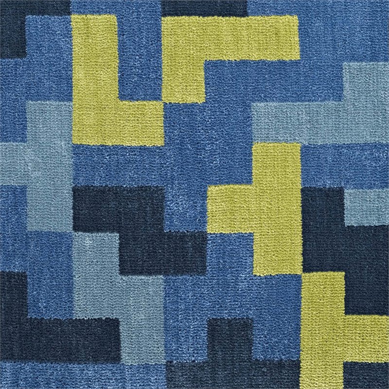 Modway Andela Mosaic 8' x 10' Area Rug in Blue and Olive Green