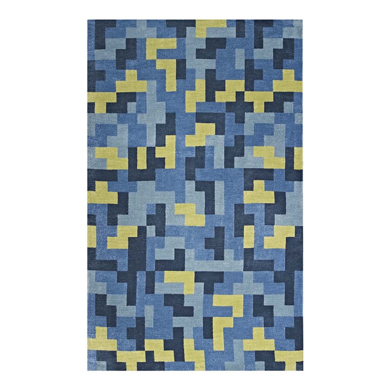 Modway Andela Mosaic 8' x 10' Area Rug in Blue and Olive Green