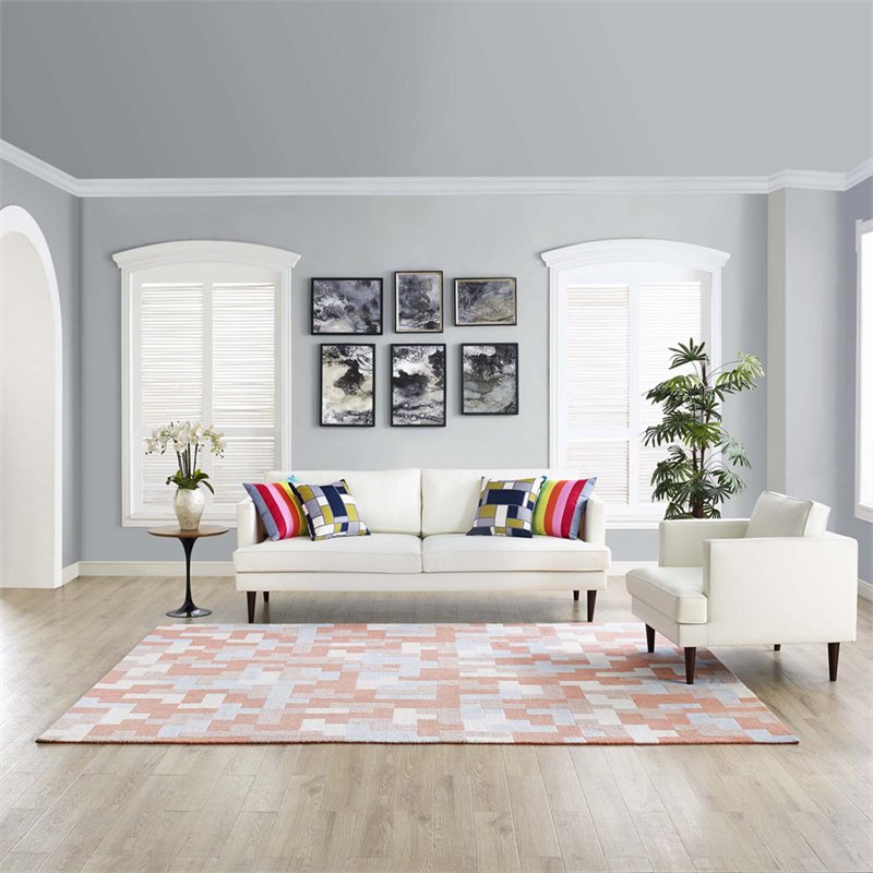 Modway Andela Mosaic 8' x 10' Area Rug in Coral and Blue