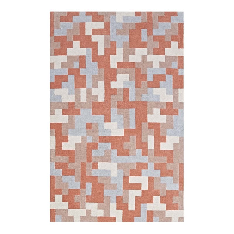 Modway Andela Mosaic 8' x 10' Area Rug in Coral and Blue