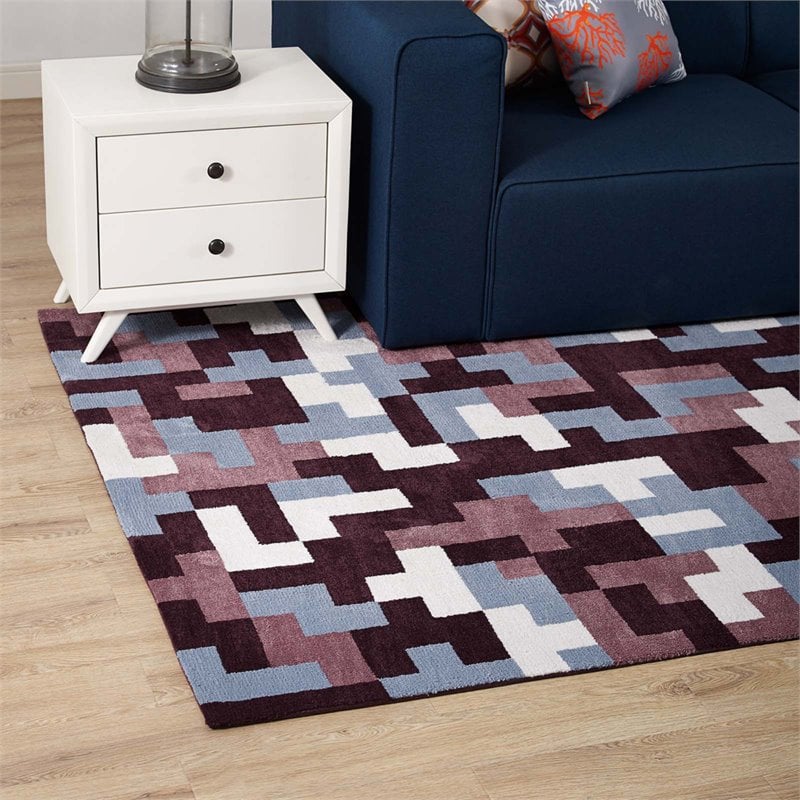 Modway Andela Mosaic 8' x 10' Area Rug in Red and Blue