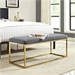 Modway Anticipate Velvet & Stainless Steel Bedroom Bench in Gold and Gray