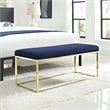 Modway Anticipate Velvet & Stainless Steel Bedroom Bench in Gold and Navy