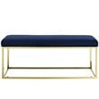 Modway Anticipate Velvet & Stainless Steel Bedroom Bench in Gold and Navy