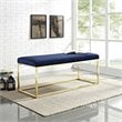 Modway Anticipate Velvet & Stainless Steel Bedroom Bench in Gold and Navy