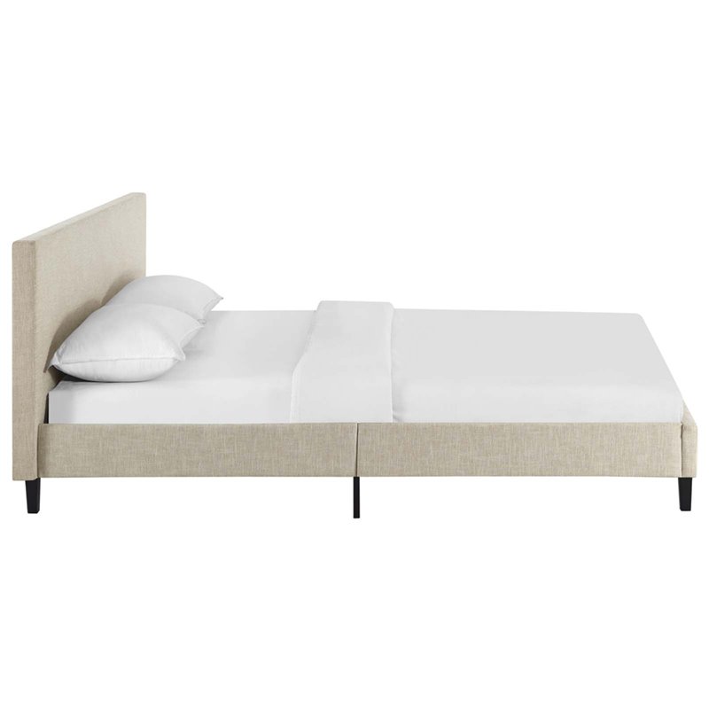 Modway Anya Queen Modern Style Polyester Fabric Bed in Beige Finish
