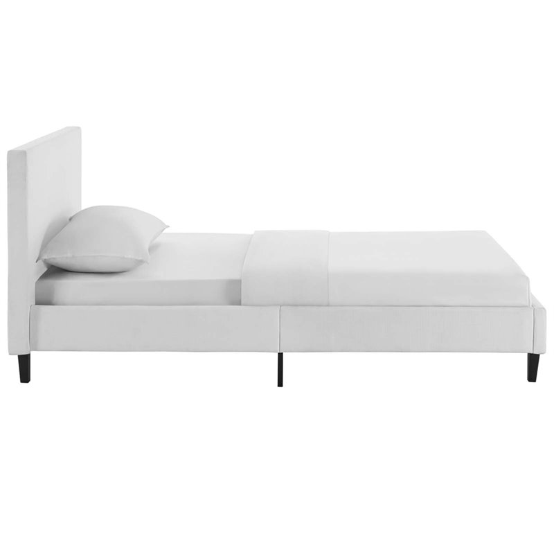 Modway Anya Twin Modern Style Polyester Fabric Bed in White Finish