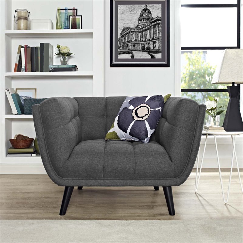 Modway Bestow Modern Style Upholstered Polyester Fabric Armchair in Gray