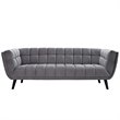 Modway Bestow Modern Style Performance Velvet Sofa in Gray Finish