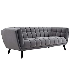 Modway Bestow Modern Style Performance Velvet Sofa in Gray Finish