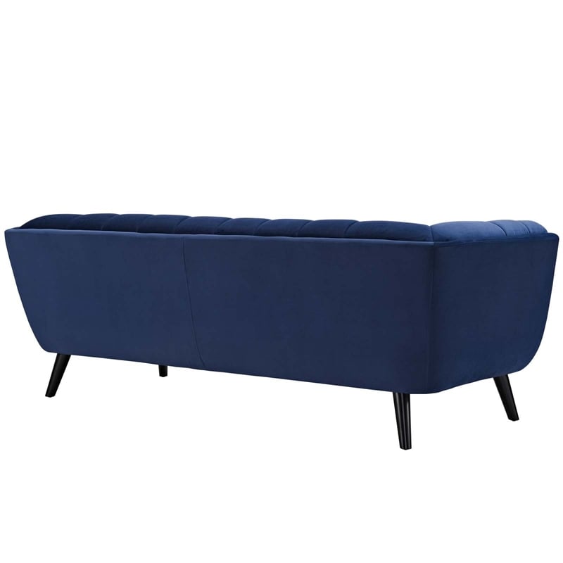 Modway Bestow Modern Style Performance Velvet Sofa in Navy Finish