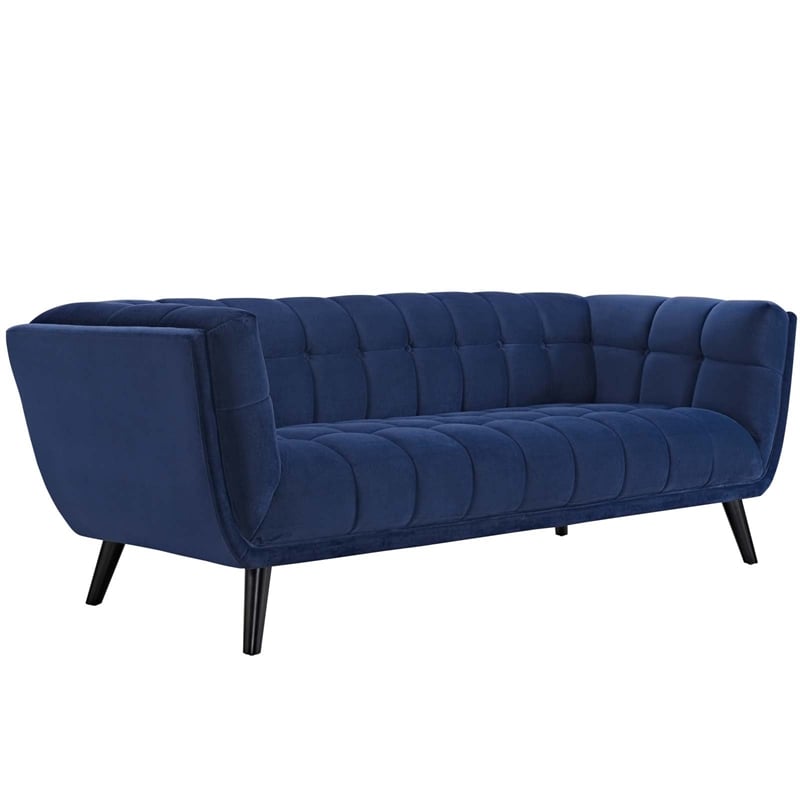Modway Bestow Modern Style Performance Velvet Sofa in Navy Finish