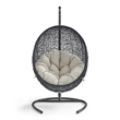 Modway Encase Outdoor Patio Rattan Swing Lounge Chair in Beige/Black