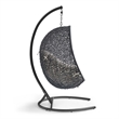 Modway Encase Outdoor Patio Rattan Swing Lounge Chair in Beige/Black