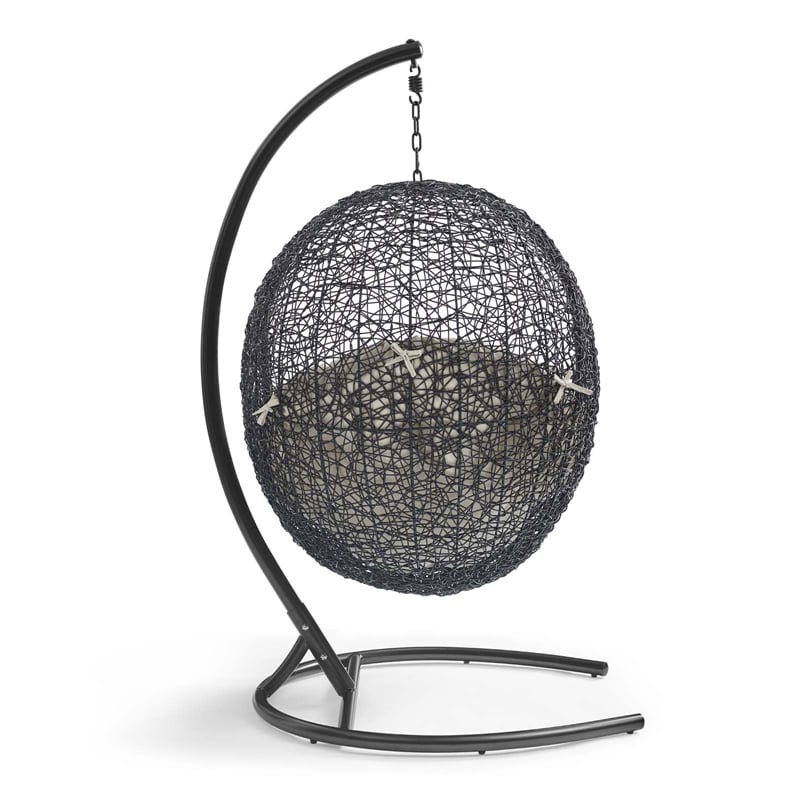 Modway Encase Outdoor Patio Rattan Swing Lounge Chair in Beige/Black