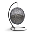 Modway Encase Outdoor Patio Rattan Swing Lounge Chair in Beige/Black