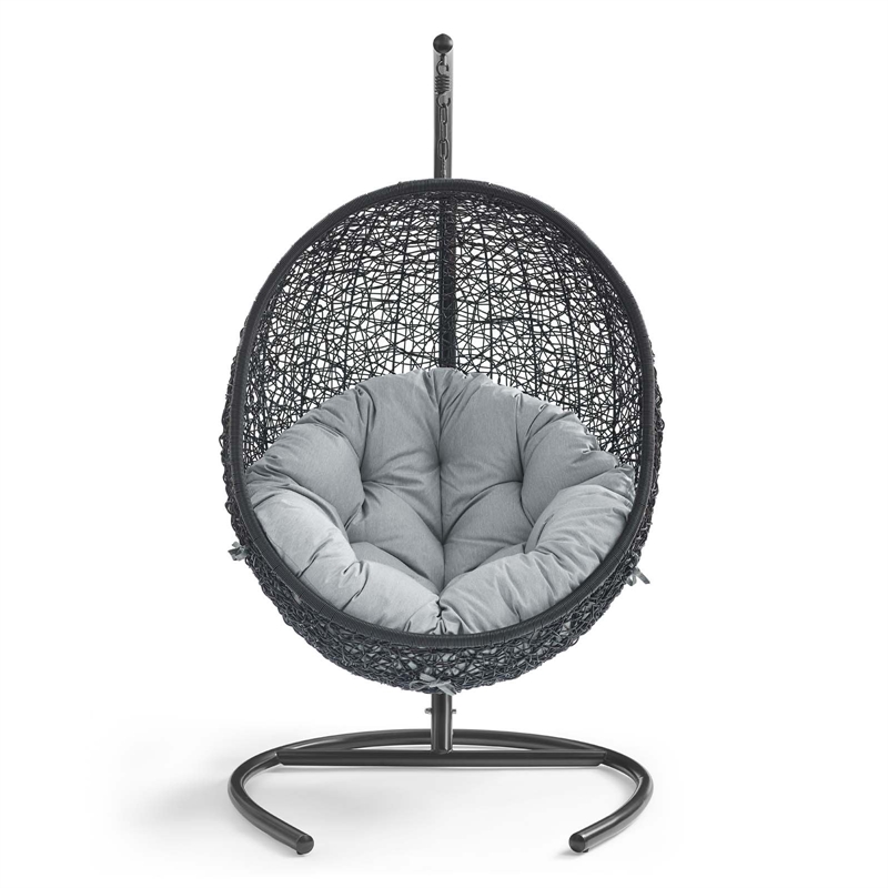 Modway Encase Outdoor Patio Rattan Swing Lounge Chair in Gray/Black