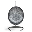 Modway Encase Outdoor Patio Rattan Swing Lounge Chair in Gray/Black